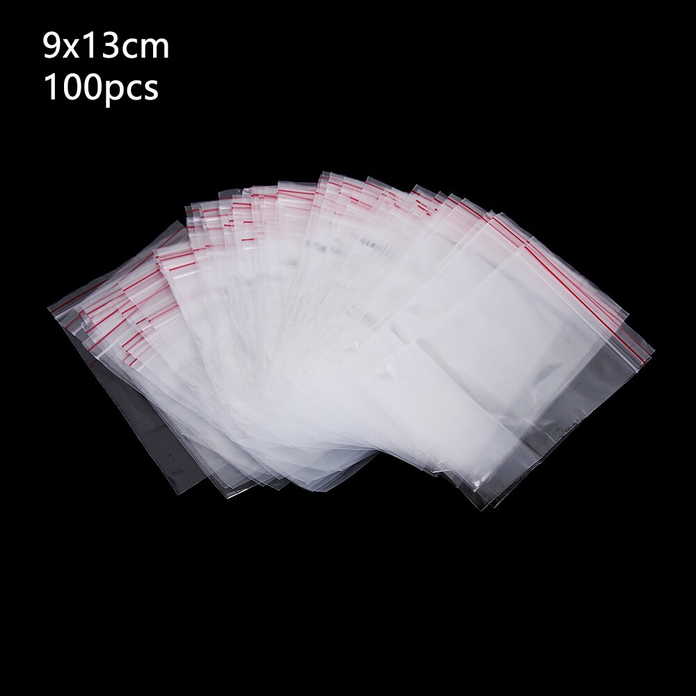 100 Stks/pak Hersluitbare Clear Plastic Zelfklevende Tas Voor Rits Zak Sieraden Zip Met Lock Pe Pouch Keuken Verpakking Leveringen: 9x13cm