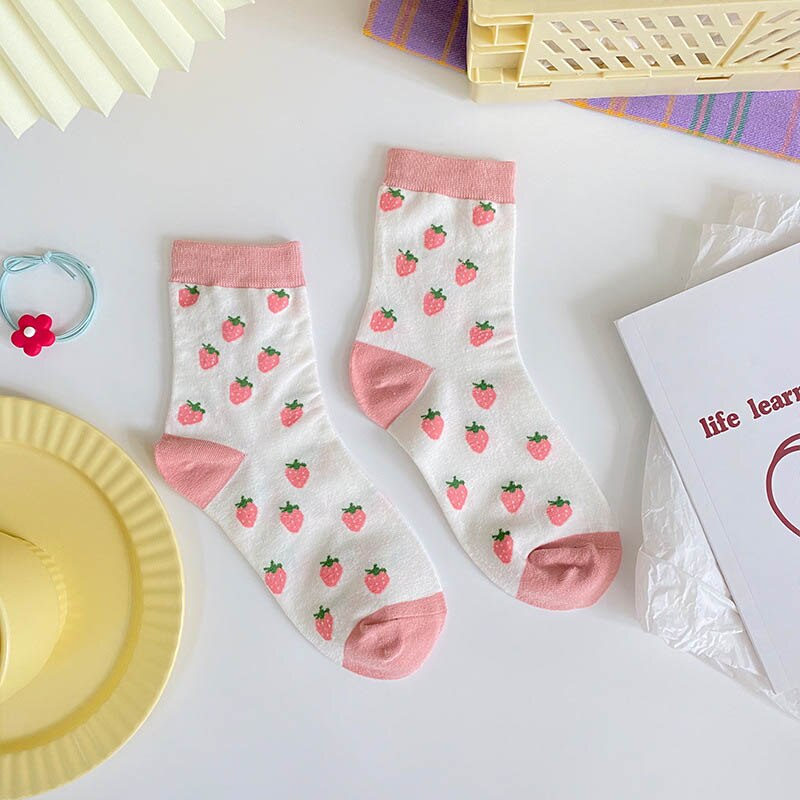 Fruits chaussettes drôles fraise pastèque Orange mignon chaussettes femme Harajuku Skarpetki heureux 12 Style Calcetines Divertidos: 6
