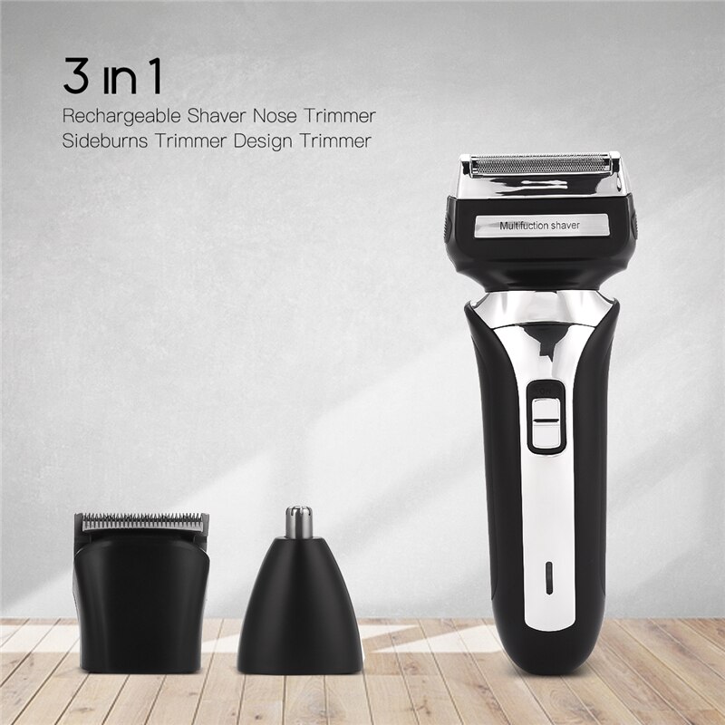 3 in 1 Electric Shaver Cordless Beard Trimmer Rechargeable Nose Hair Trimmer Men Sideburns Shaving Razor Face Care Grooming Set