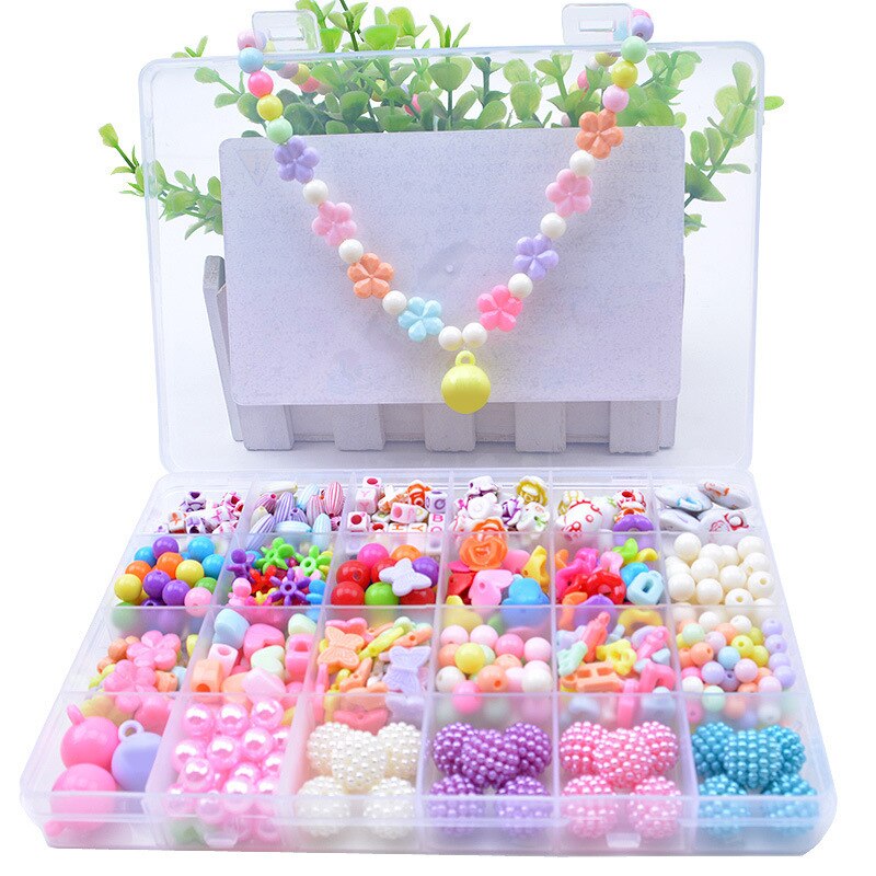 Kids DIY Bead Kit - Acrylic Plastic Spacer Charms - Necklace Bracelet Jewelry Making Toy for Girls 5-13 Years