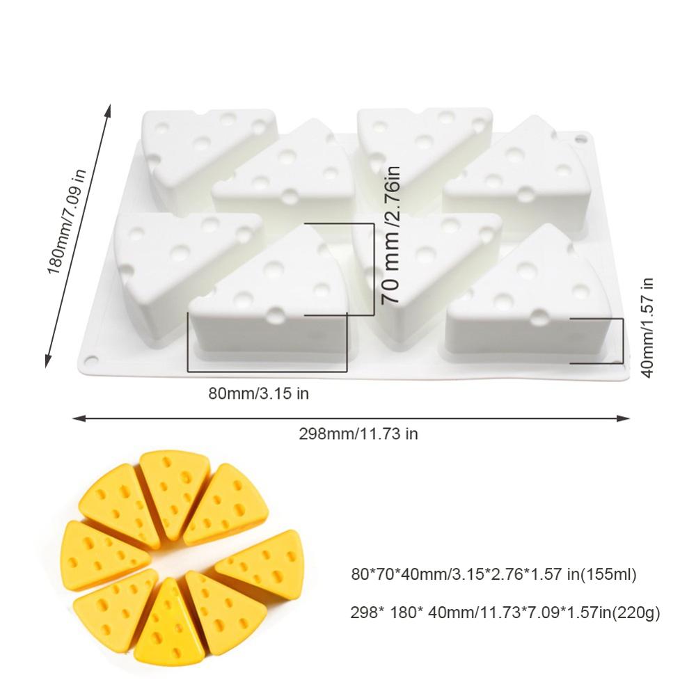 Molde de silicona con 8 agujeros/6 agujeros en forma de queso, moldes de silicona 3D para postres, utensilios de decoración de tartas, utensilio de cocina: 8 Holes Medium