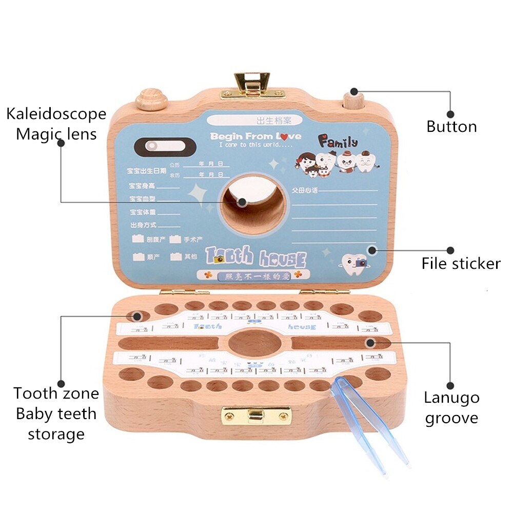 Wooden Baby Teeth Box Baby Tooth Keepsake Box Camera Shaped Wooden Container Storage Teeth Kids Tandendoosje Caja Dient