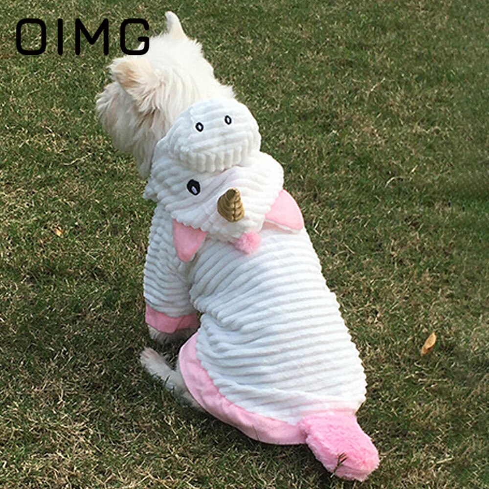 OIMG Autumn Winter Small Dogs Hoodies Unicorn Dog Clothes For Pet Clothing Pomeranian Bichon Cartoon Puppy Outfits Costume
