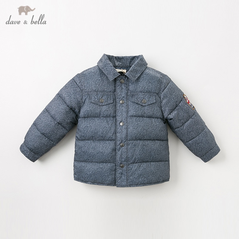 DB11755 dave bella winter baby boy jacket children outerwear kids solid zipper coat