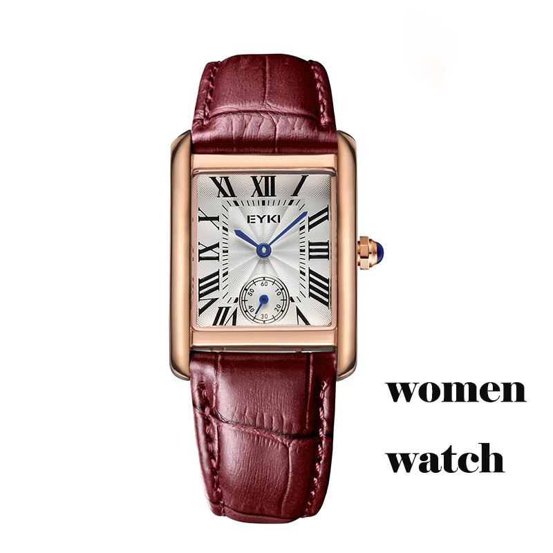 Eyki Brand Couple Tables Lovers Watch Formal Leather Strap Square Dial Waterproof Quartz Watch Women Clock Wrist Watches For Men: 5040