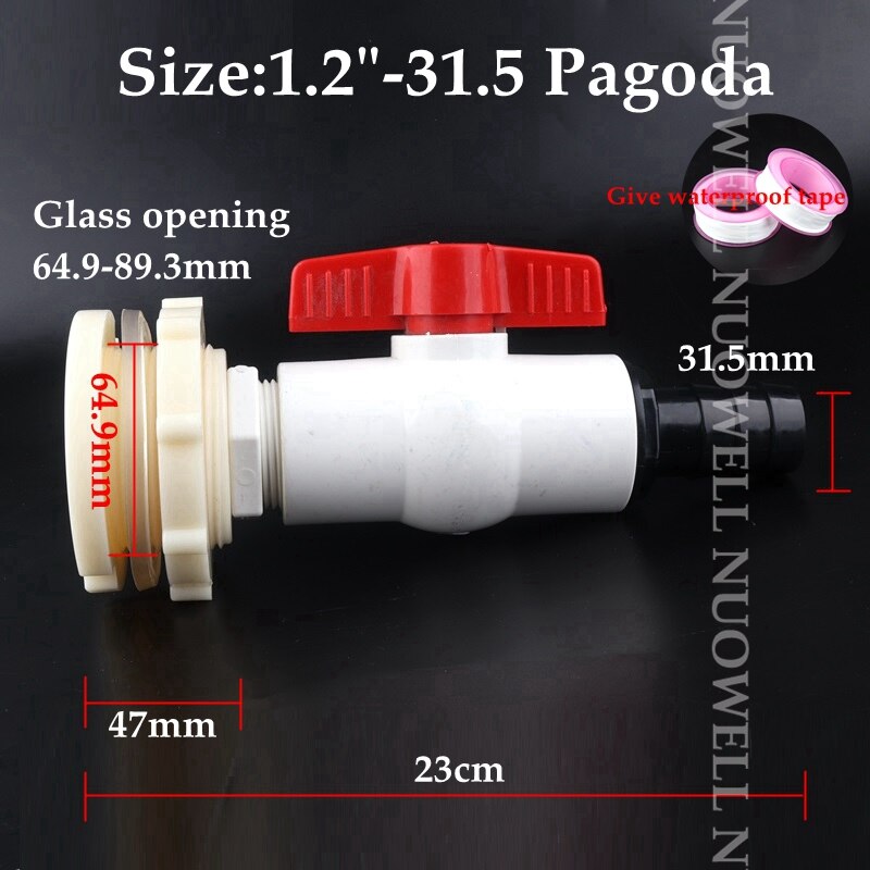 1Set White Hose Drainage Accessories Aquarium Fish Tank Drain Joint Aquarium Pagoda Connector Combination Valve: 1.2in-31.5P