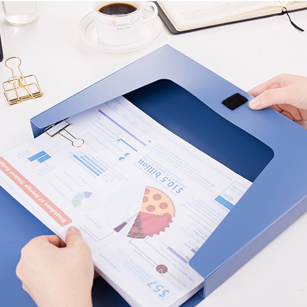 Deli A4 Blue File Box Multi-Specification Large Capacity Storage File Sticky Data Box Folder PP Folder Information OfficeSuppliy