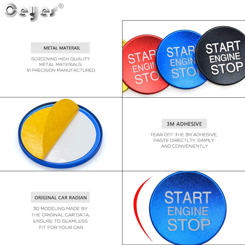 Ceyes Auto Interieur Accessoires Sticker Styling Ontsteking Start Motor Stop Knop Ring Fit Voor Alfa Romeo Stelvio 159 Mito Giulia