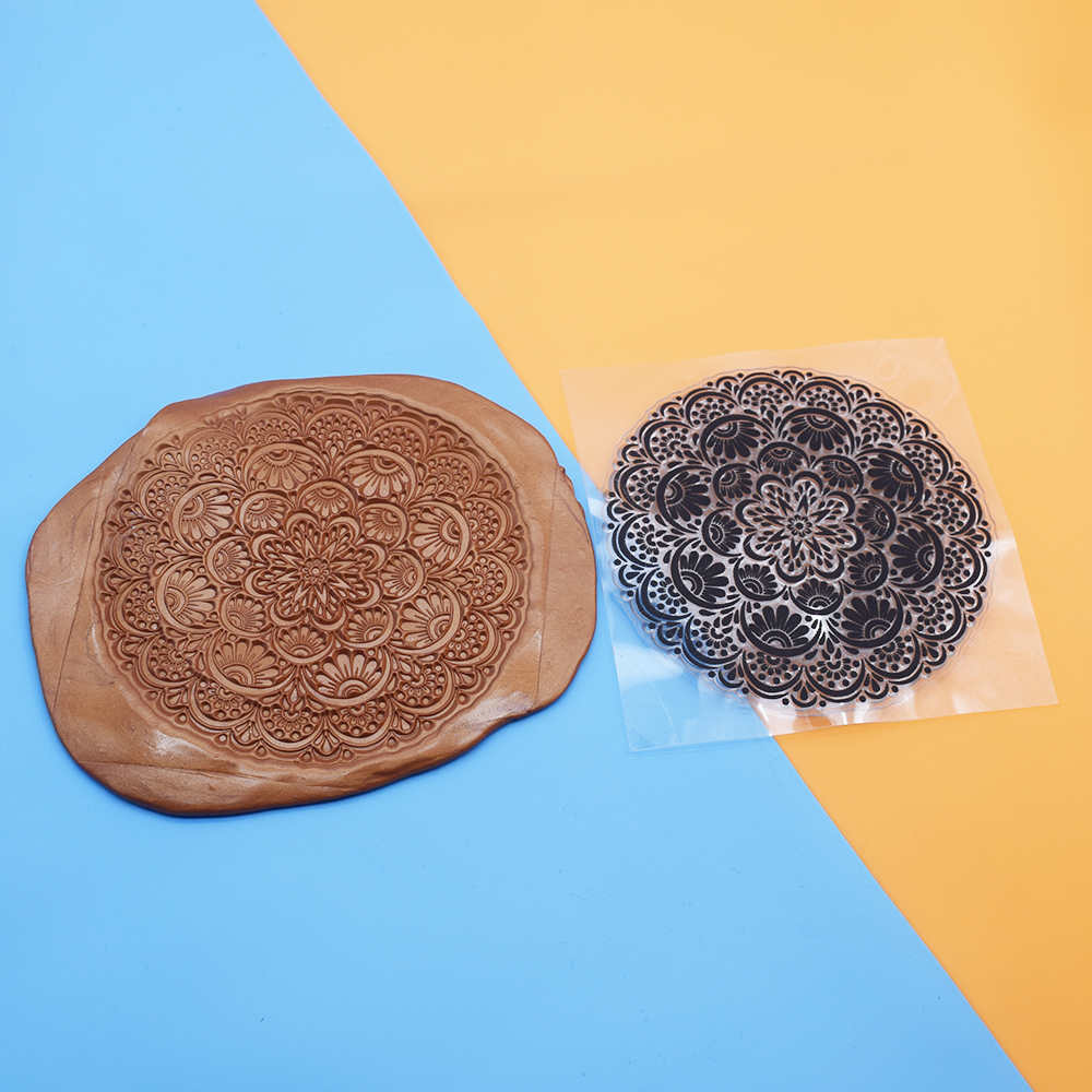 9 cm Ronde Mandala Polymeer Klei Textuur Stempel Vellen Emboss Mat Indruk Modellering voor Keramisch Aardewerk DIY Sieraden Art Craft
