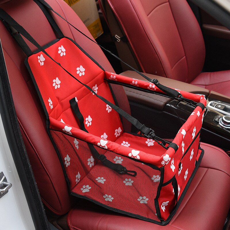 Travel Waterproof Pet Dog Carrier Rear Back Pet Dog Car Seat Cover Transport Seat Cushion Hammock For Pet Dog Puppy Cat: 40x30x25cm red