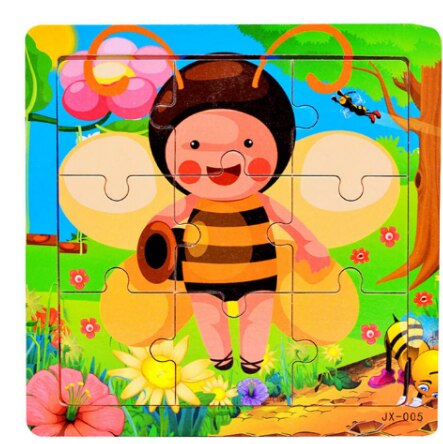 1Pcs baby 3D wooden Animal traffic Jigsaw Puzzle Educational toy early learning cognition kids cartoon grasp intelligence Puzzle: 23