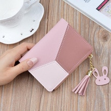 Nieuwste 1 stuks schattige portemonnee dames portemonnee leren dames eenvoudige tweevoudige kleine handtas portemonnee dames pu portemonnees