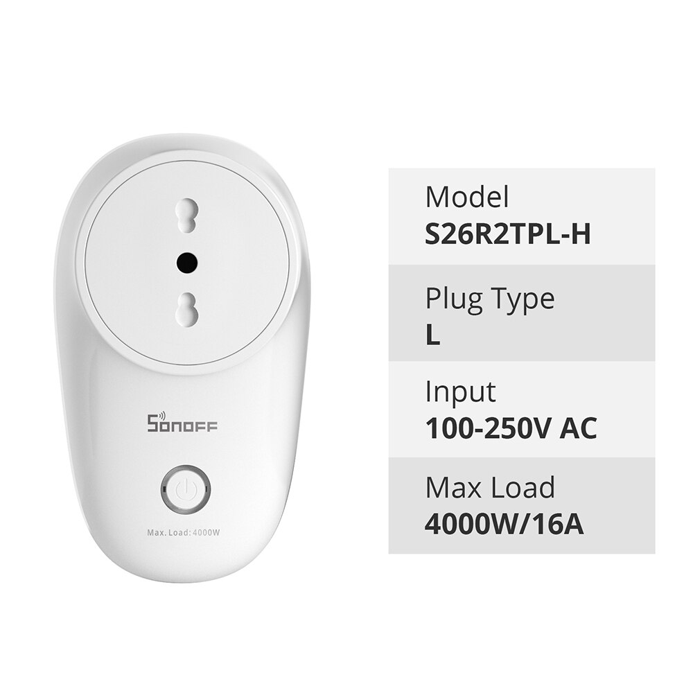 Sonoff S26 R2 Wi-Fi Smart Plug Wireless 16A Smart Socket Switch Voice Control Timing Remote Control via eWeLink Google Alexa: S26R2 IT-H