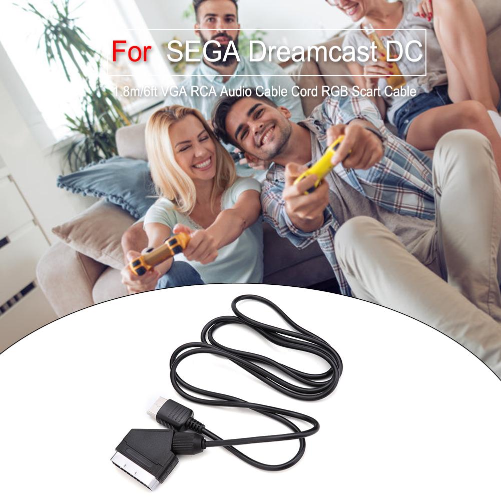 1.8M/6ft Vga Rca Audio Kabel Cord Rgb Scart Kabel Voor Sega Dreamcast Dc