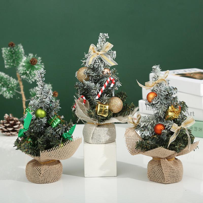 DIY Mini Christmas Trees Ornaments Pine Tree Decoration For Home Xmas Happy Year Kids Desktop Decoration Supplies