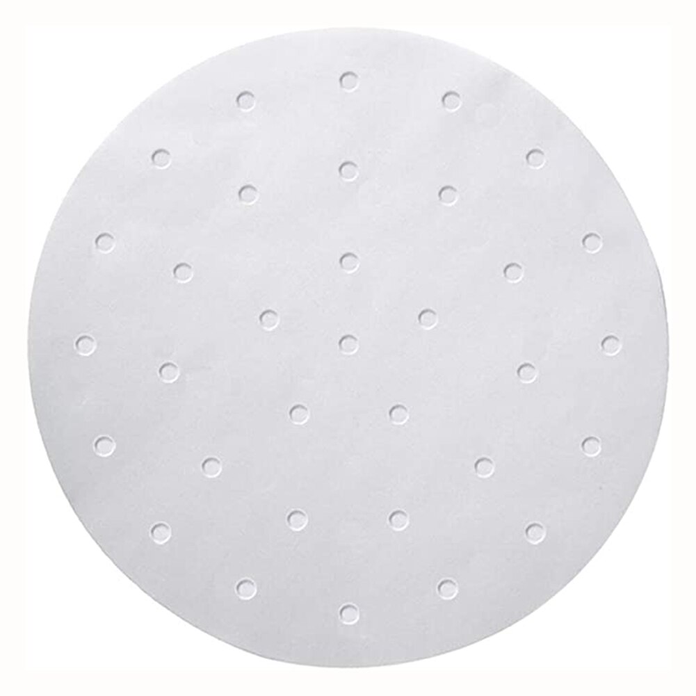 100Pcs Ronde Bakken Barbecue Papier Siliconen Olie Pizza Oven Lucht Friteuse Barbecue Broodje Steamer Papier (Met Gaten) non Sticky: 27cm