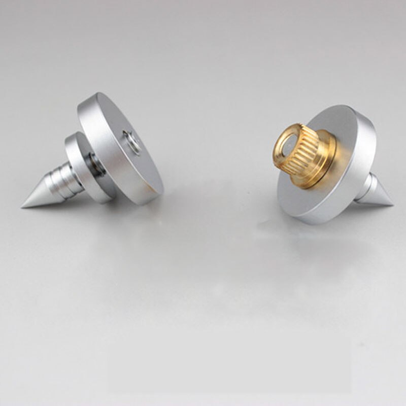 4 Pairs Speaker Spikes - Silver & Copper Metal Isolation Feet + Base Pads for Amplifier, DVD Player