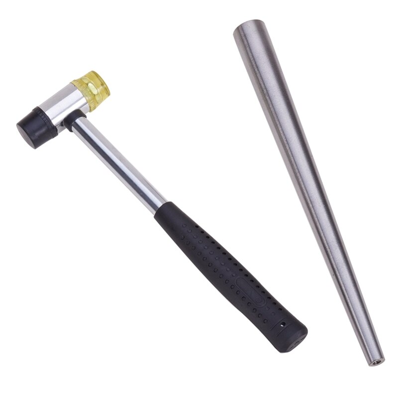 2 unids/set equipamiento de herramientas de joyería anillo de hierro alargador palo mandril Sizer instalable de dos vías mango de acero de goma martillo