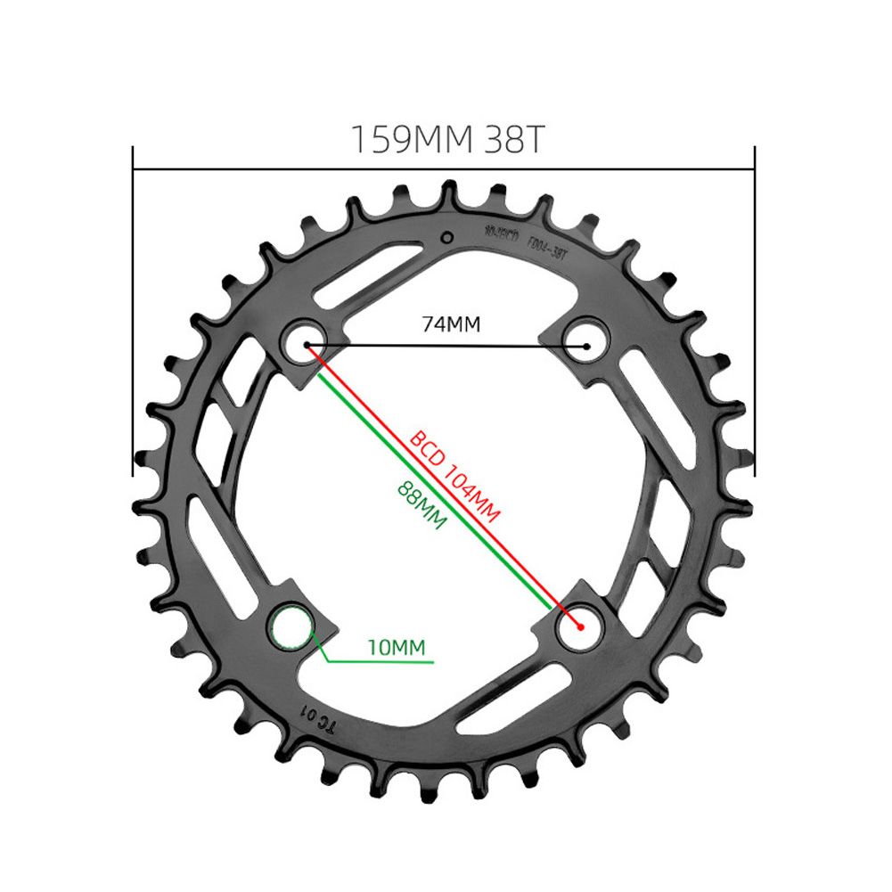 Plato ancho estrecho para bicicleta de montaña, piñón de acero, placa dentada, manivela 34/36/38T, monoplato, plato de ciclismo
