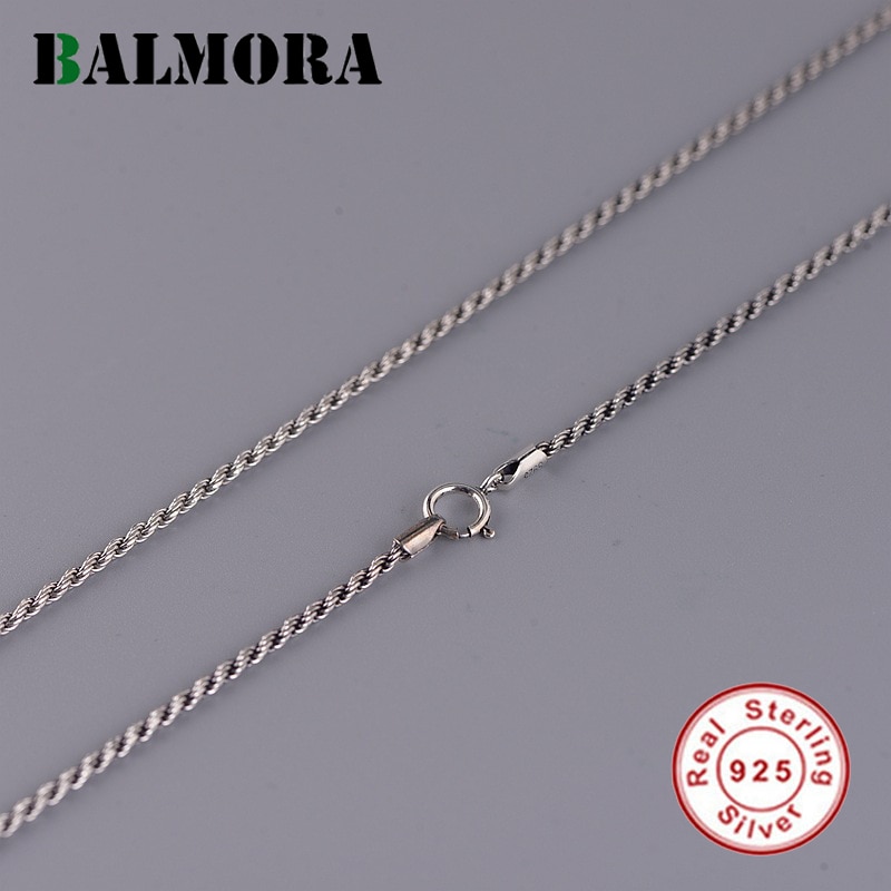 BALMORA réel 925 argent Sterling torsion chaînes colliers pour femmes hommes Couple rétro Simple bijoux accessoires 16-32 pouces