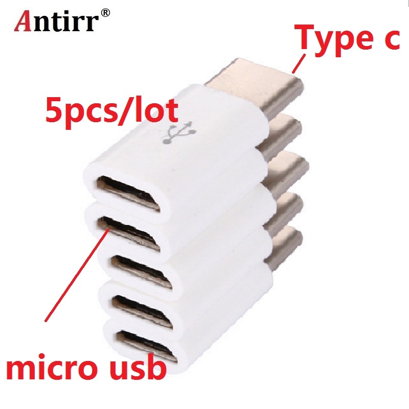 5 stks/partij USB 3.1 Type C Male naar Micro USB Vrouwelijke Adapter Type-C Converter Connector USB-C zwart en wit