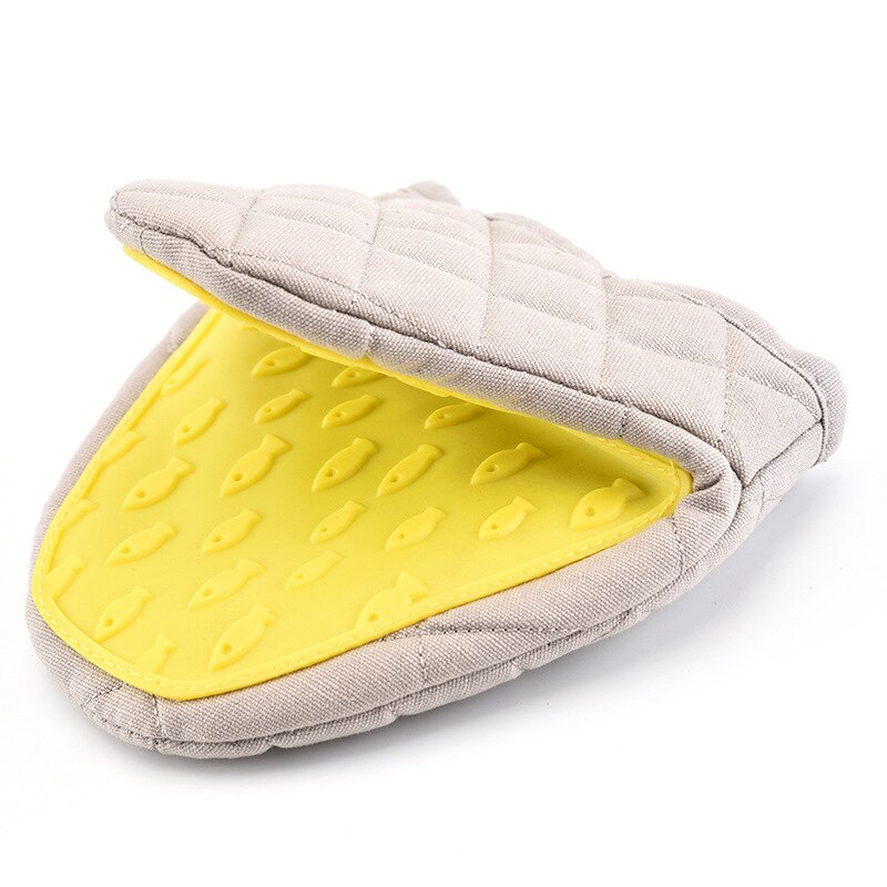 1 Piece Silicone Anti Scald Gloves Oven Clip for Kitchen Tray Dish Bowl Holder Baking Insulation Hand Mitts перчатки для кухни: Yellow