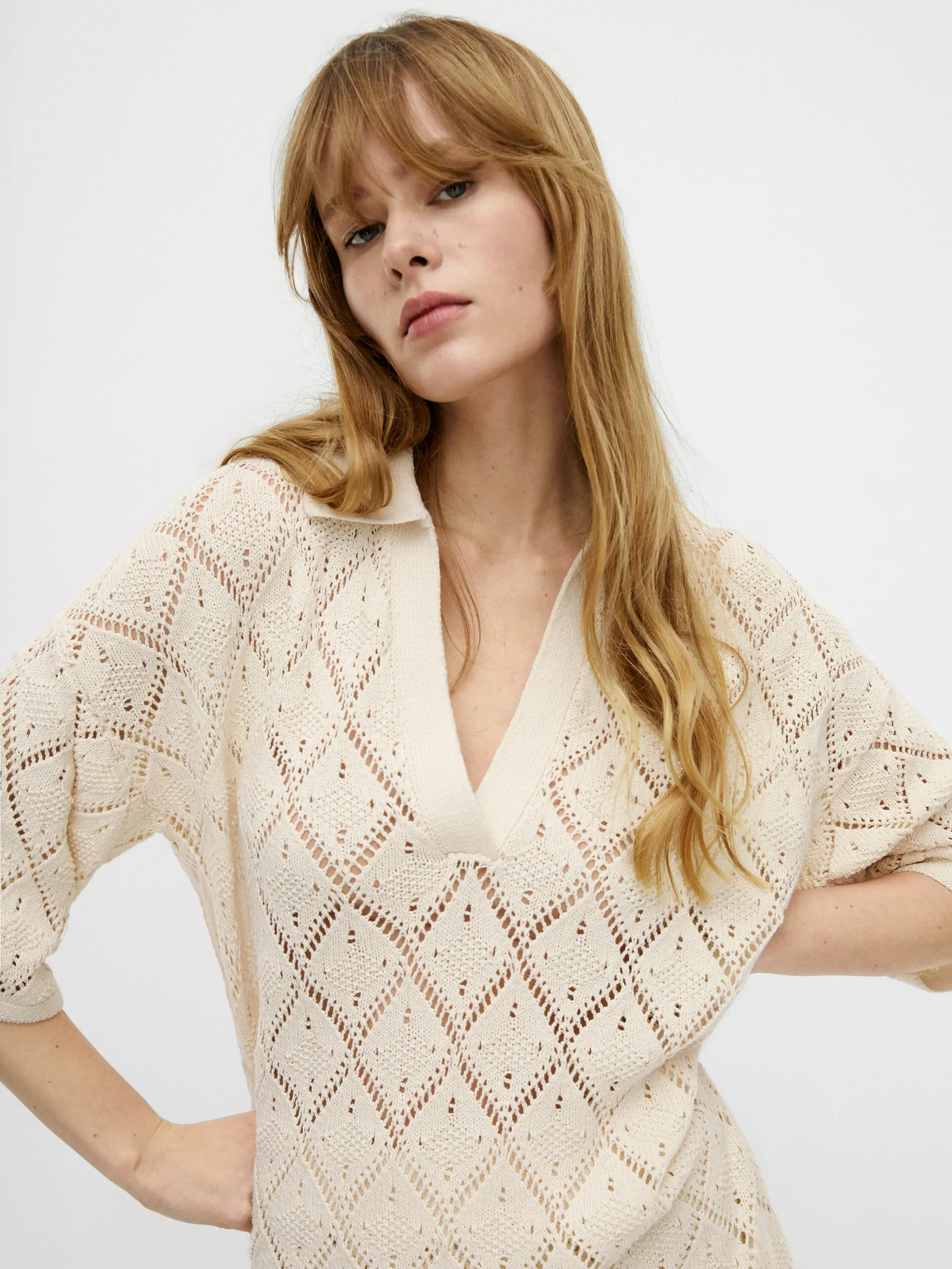 Ethereal MD-Coupe slim marron clair pour femme, col en V, évidé, ample, décontracté, style, 2024, 107