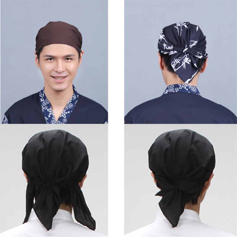 Japanese Ramen Noodle Restaurant Bar Sushi Chef Unisex Waiter Hat Turban Cap Men Women Kitchen Cooking Workwear Caps