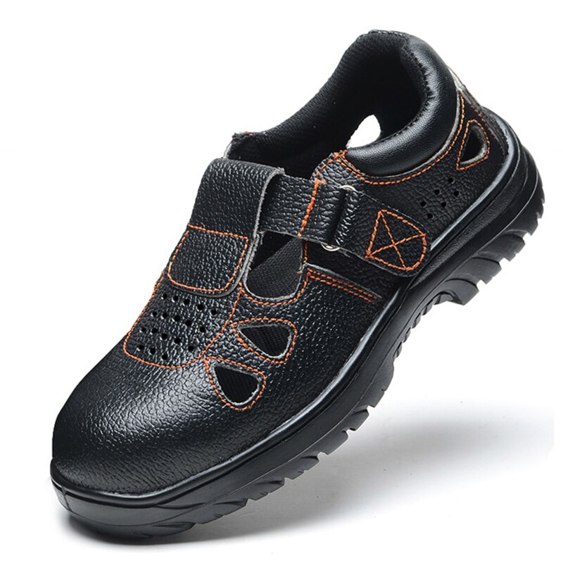 Labor Schoenen Mannen Stalen Neus Anti-Smashing Veiligheidsschoenen Ademend Deodorant Slijtvaste Werk Sandalen: PU black / 37