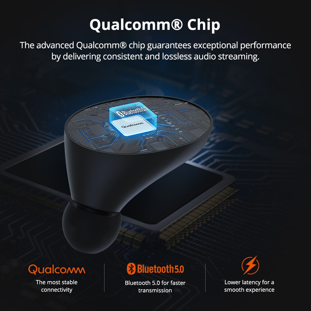 Écouteurs sans fil d'origine Tronsmart Spunky Beat APTX avec QualcommChip,CVC8.0,Bluetooth 5.0,IPX5 étanche, Assistant vocal