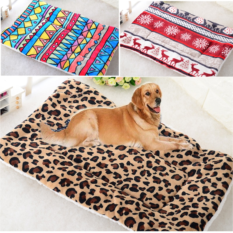 Winterwarm groot zacht bedrukt flanel katoenen matras hond kat huisdier mat bed pad zelfverwarmend tapijt thermisch wasbaar kussen