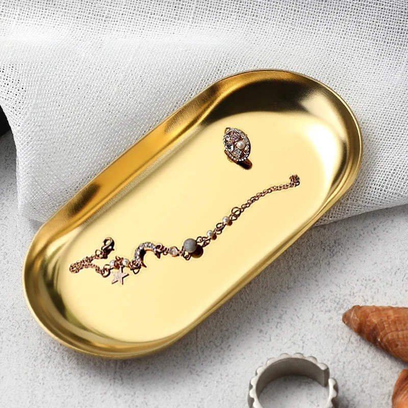 Bandeja de almacenamiento de cosméticos de acero inoxidable, placa para manicura, pinzas, cortaúñas, contenedor de bolígrafos, herramientas cuadradas para uñas postizas