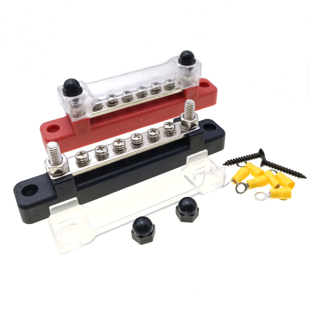 48V DC 150A 6Way Power Distribution Block Bus Bar Car Terminal Block Negative Bus Bar for Caravan Truck Boat Circuit Integration
