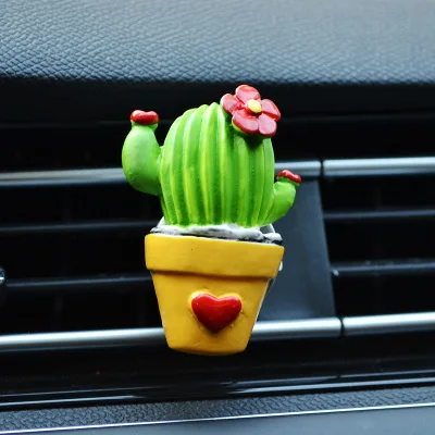 CHIZIYO Auto Lufterfrischer Kaktus Pflanzen Parfüm entlüften Auslauf Klimaanlage Duft Clip Nette Kreative Ornamente: Grau