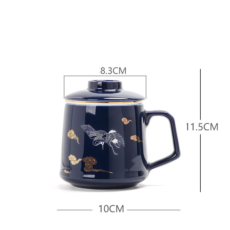 Kaffekrus keramisk te kop te adskillelse stor kapacitet filter med dæksel guofeng krus hjem par personlig kontor kop boks: 400ml 1