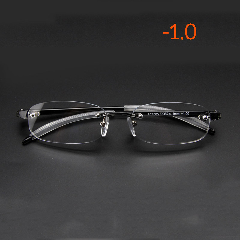 Seemfly ultralette bløde  tr90 rammeløse nærsynethed briller mænd forretninger nærsynet kortsigtede briller -1.0-1.5-2.0-2.5-3.0-3.5-4.0: Nærsynethed  -1.0
