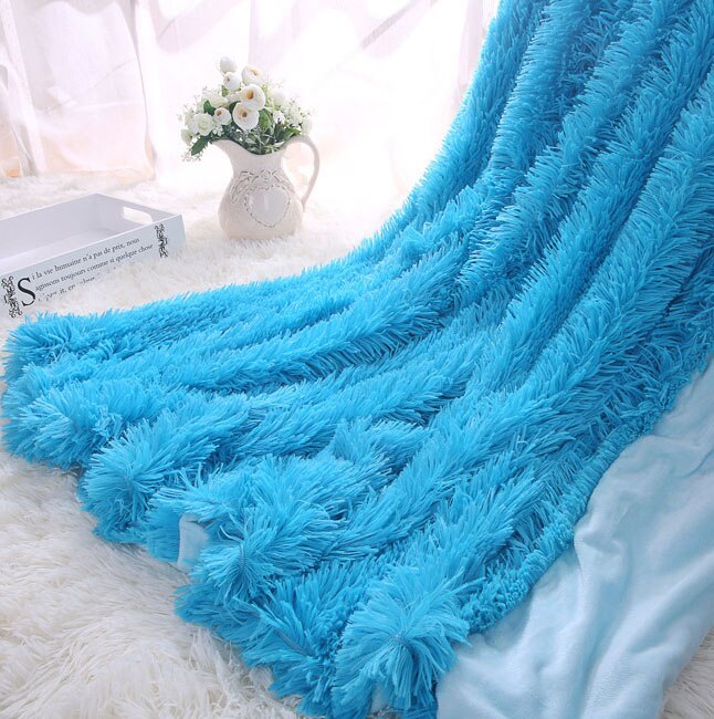 Sofa/luft/sengetøy tepper mantas hvit rosa grå fleece fluffy plysj sengeteppe couverture polaire plaids: Himmelblå / 160 x 200cm