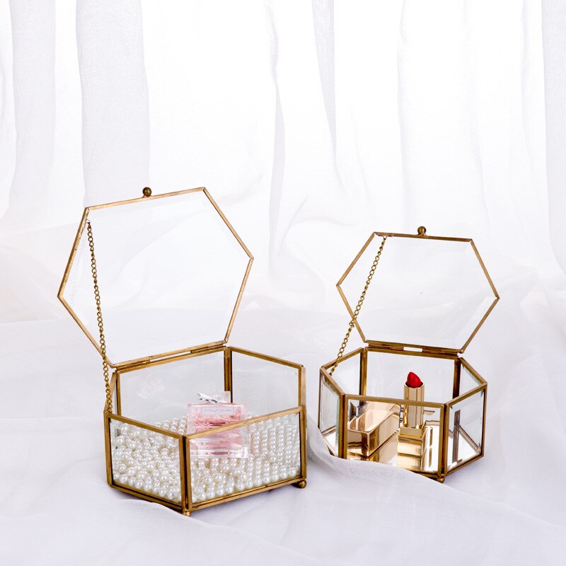 Transparent Jewelry Glass Box Wedding Ring Locket Home Ornaments Container