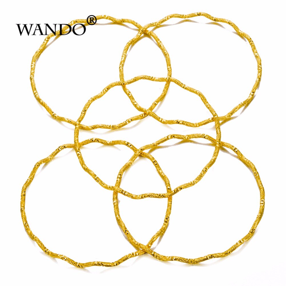 WANDO 5 stücke Dubai Gold Armreifen Für Frauen Männer18k Gold Farbe frauen Armbänder Afrikanische/Europäischen/Äthiopien Schmuck armreifen