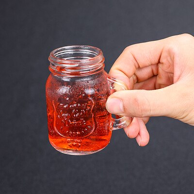 3 Size Mini Mason Jar Shot Glasses Transparent Crystal Wine Glass With Handles Bar Club Party Vodka Spirits Whiskey Glass: 120ml