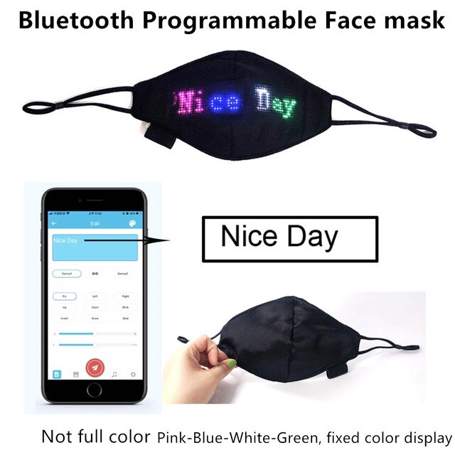 Bluetooth Programmable Rgb Flexible Led Module 16*32 Pixel Display Matrix Sign Android Ios Application Control Led mask Screen: Fixed 4 color mask