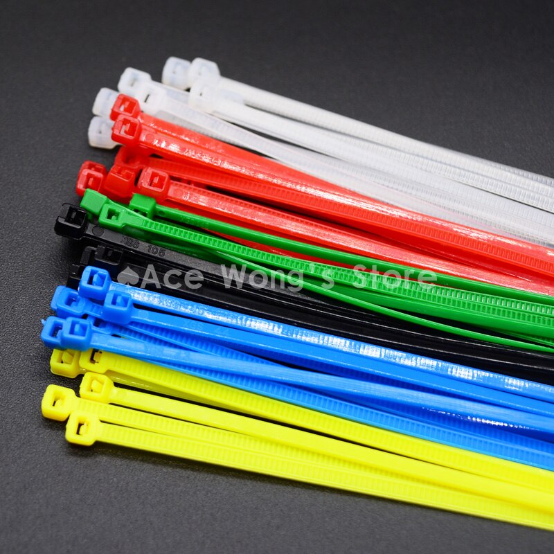 100 stk / pakke 3*100mm bredde 2.5mm farverige fabriksstandard selvlåsende nylon kabelbånd af plast, trådbinder