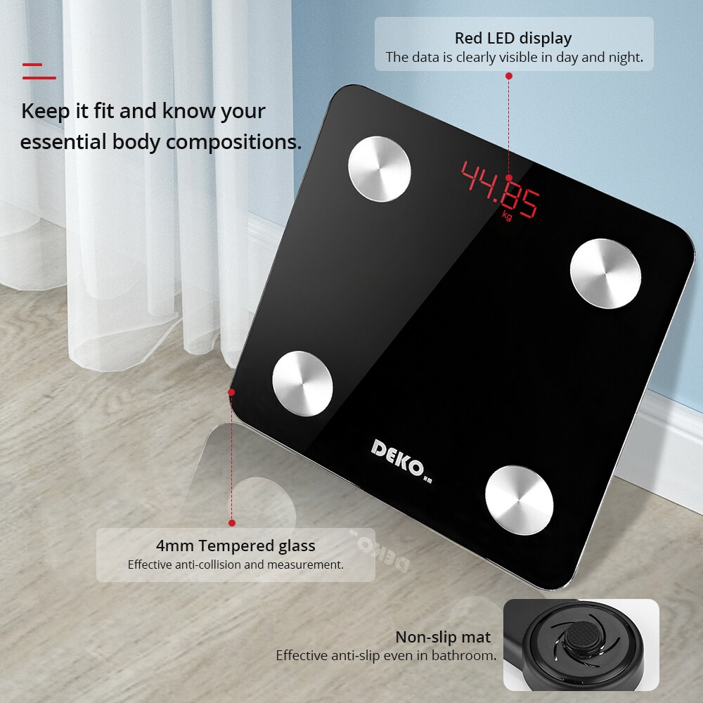 DEKO Digital Body Fat Scale Smart Bluetooth Weight Scale Health Monitor Weighing Scale For Body Weight