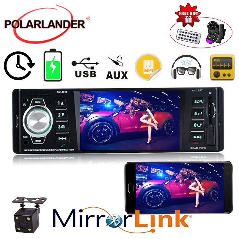 Autoradio Car Radio MP5 Player 4.1 inch HD TFT screen in 1 din car stereo W/remote control SD/USB/AUX IN radio cassette player