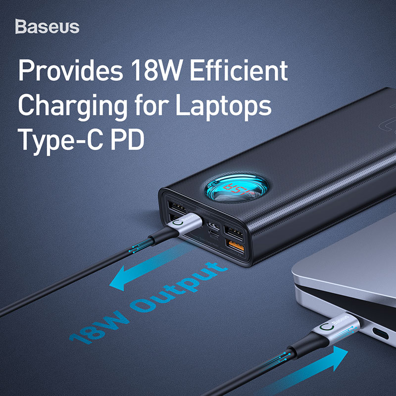 Baseus 30000mAh Power Bank Fast Charging PD3.0 QC 3.0 Quick Charging SUB Travel Portable External Battery Pack For Phone Laptop