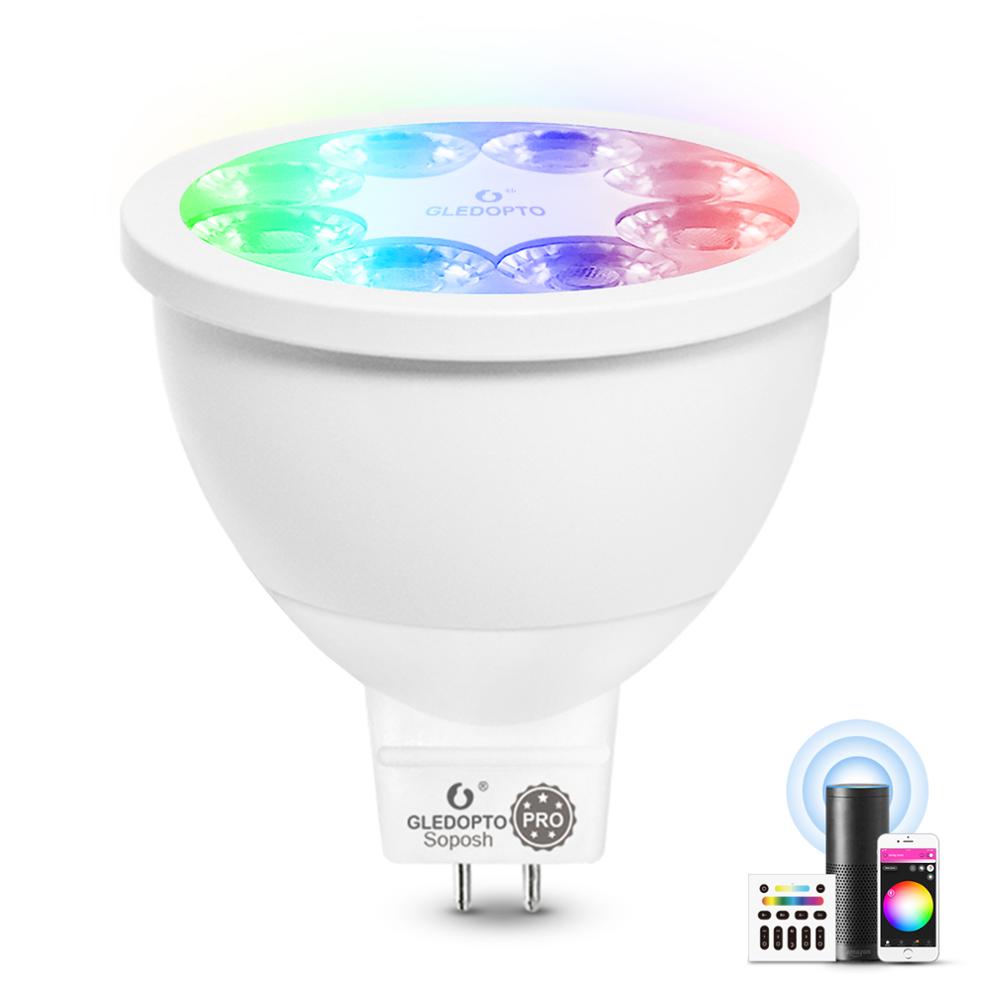Gledopto zigbee 3.0 smart rgbcct  MR16 søkelyset pro 4w ac /dc12v pære fungerer med alexa ekko Plus telefon app/stemme/rf fjernkontroll: 4w MR16 pro