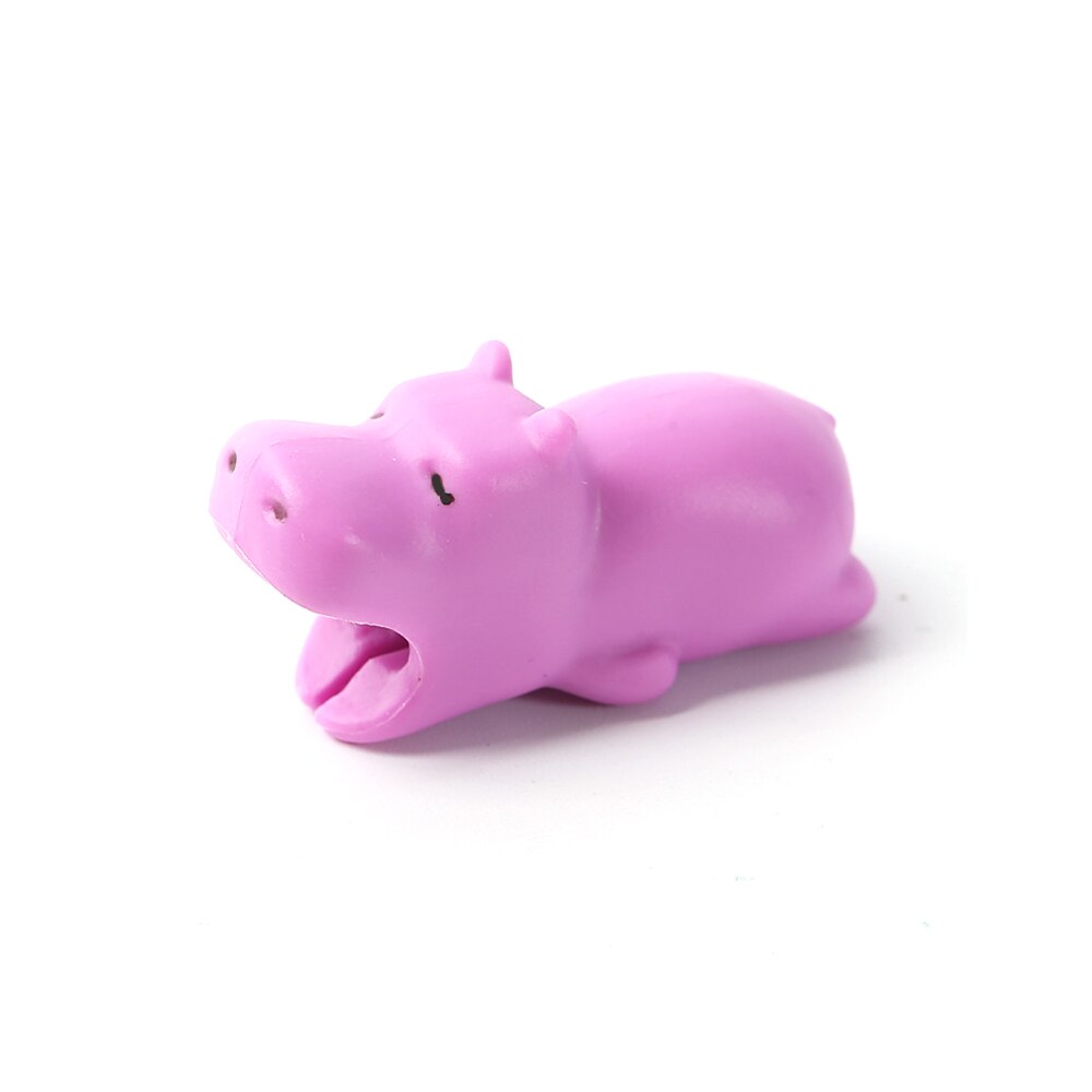 Cute Animal Bite USB Cable Protector Data Line Cord Protector Case Cable Winder Cover For iPhone X Android Charging Cable: Hippo