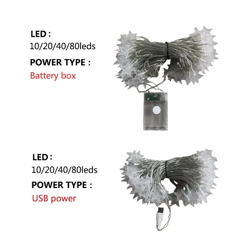 Stern-Lichterkette, USB/batteriebetrieben, LED-Lichterkette, Weihnachtslicht für Party, Hochzeit, Girlande, Weihnachtsbaumdekoration im Freien