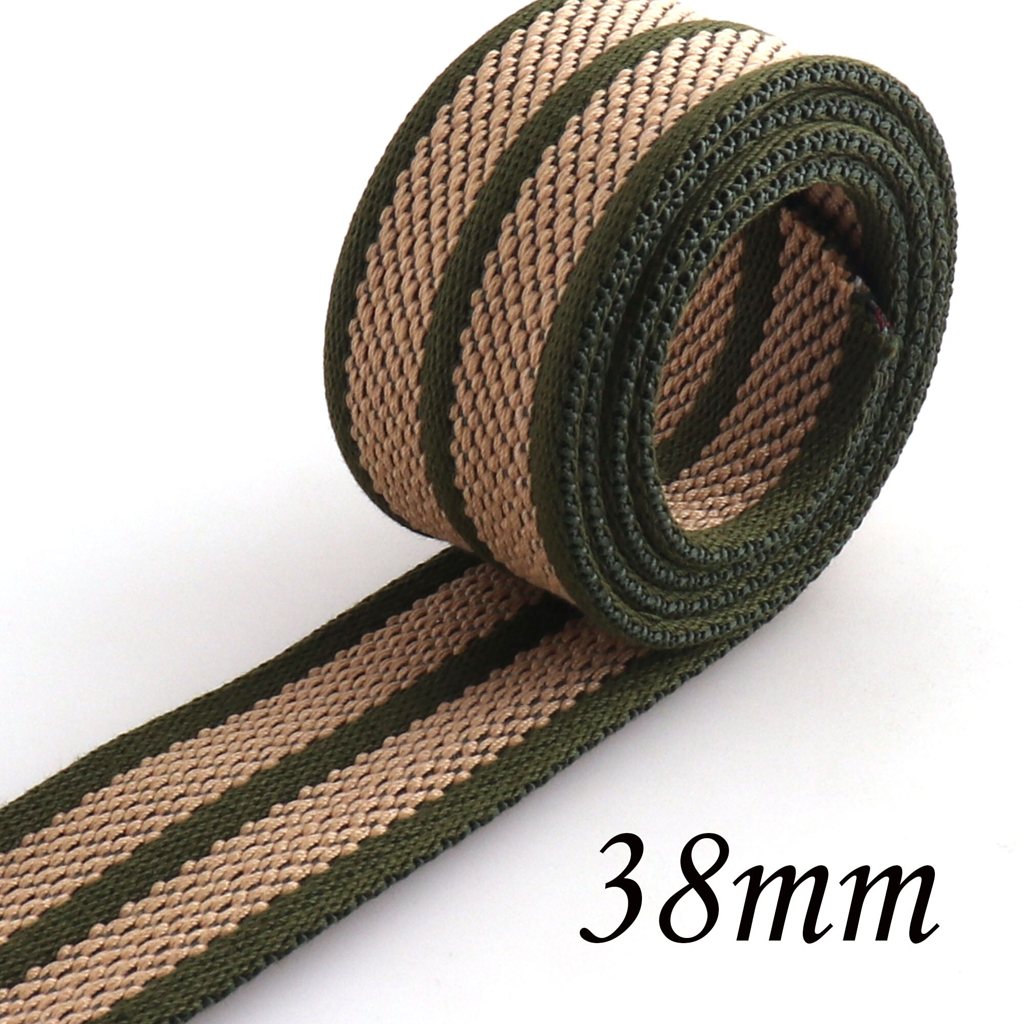 38Mm 4 Yards Groen Gestreepte Singels Geweven Katoen Riem Lanyard Nylon Tote Handgrepen Bag Purse Leash Supplies