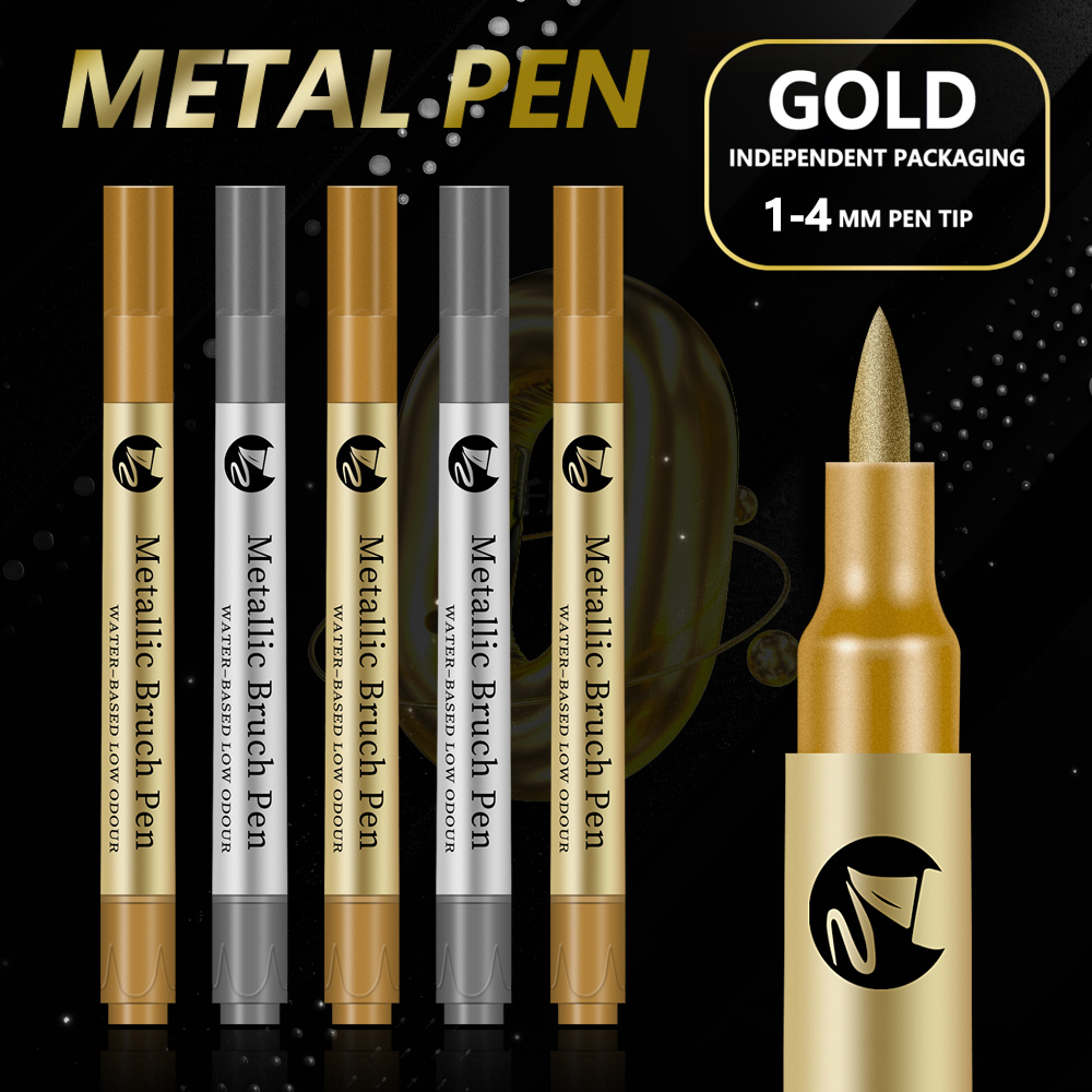 1/2/6/12 Stuks Art Markers Goud/Sliver 1-4MM Pen Tip Hervulbare Inkt Waterdicht voor Schilderen Wielnaaf Kleur Reparatie Schoolbenodigdheden